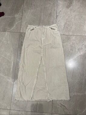 Heritage Cream Frayed Edge Denim Skirt
